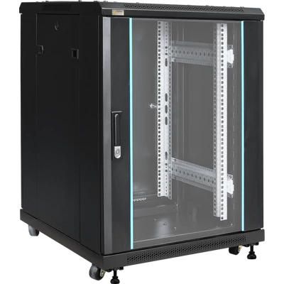 PULSAR RS1566 19" 15U 600x600 álló rack szekrény; lapraszerelt; fekete