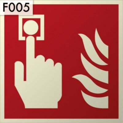 IMPLASER TUZTABLA-KEZI Tűzjelző kézi jelzésadó utánvilágító tábla; műanyagalapú; biztonsági jel; öntapadó; 15x15cm