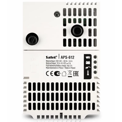 SATEL APS-612 Kapcsolóüzemű tápegység dobozokba vagy DIN sínre; 12 VDC/3+3 A; dedikált csatlakozó; G3