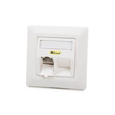 KELINE 601140-UP + KEJ-CEA-S-10G(2) Cat 6A, Modulo50, 2xRJ45/s, süllyesztett, csatlakozóval