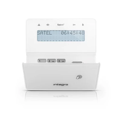 SATEL INT-KWRL2-W Vezeték nélküli LCD kezelő INTEGRA központokhoz; kártyaolvasóval és lenyíló billen