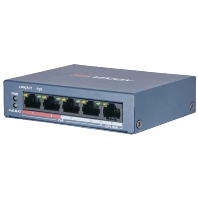 HIKVISION DS-3E0105P-E/M (B) 5 portos PoE switch ; 4 PoE + 1 uplink port; nem menedzselhető