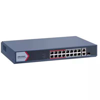 HIKVISION DS-3E1318P-EI/M 18 portos PoE switch ; 16 PoE + 1 kombinált uplink port + 1 uplink port; menedzselhető