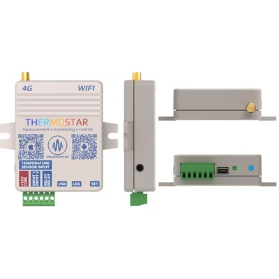 SECURECOM ThermoStar W4G Wifi 4G alapú IOT eszköz hőszabályozó funkciókkal, két bemenettel és egy ki