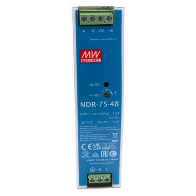 MEAN WELL NDR-75-48 Ipari tápegység; 48V; 1.6A; 76.8W; DIN sínre szerelhető