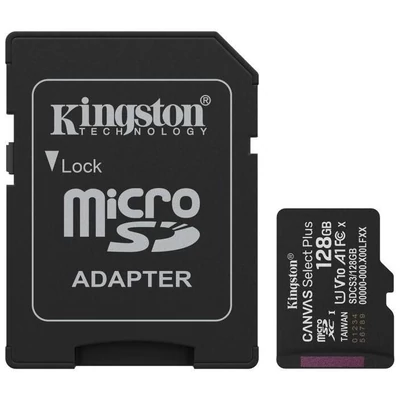 KINGSTON SDCS3/128GB 128GB microSD kártya; microSDXC; UHS-I Speed Class; U1; V10; adapterrel