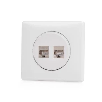 KELINE 601157 + KEJ-C6-U-TL(2) Cat.6A, Celiane kompatibilis fali aljzat, 2xRJ45/s, fehér