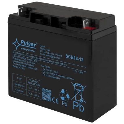 PULSAR SCB18-12 Akkumulátor 12V 18 Ah; SCB széria; csatlakozó: