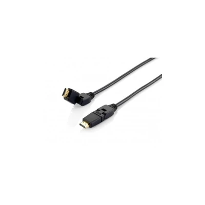 EQUIP EQUIP119362 HDMI 2.0 kábel; apa/apa; 4K/60 Hz; aranyozott; forgatható csatlakozók; fekete; 2 m