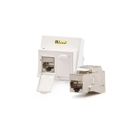 KELINE 601120 + KEJ-C6A-S-10G(2) Cat.6A, Modulo45, 2xRJ45/s, padlódobozba, csatornába, csatlakozóval