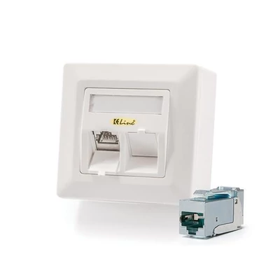 KELINE 601140-AP + KEJ-C6A-S-HD(2) Cat.6A, Modulo50, 2xRJ45/s, HD falon kívüli