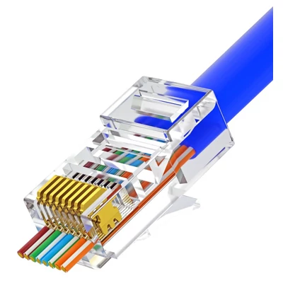 NESTRON NPN-RJ45-1C5PTU-PC10 UTP RJ45 csatlakozó; Cat5e; átfűzhető; fali és patch kábelekhez; 10 db/csomag