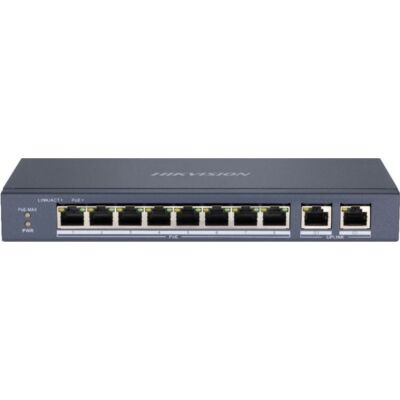 HIKVISION DS-3E0310P-E/M 10 portos PoE switch ; 8 PoE+ / 2 uplink port; nem menedzselhető