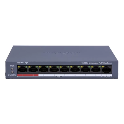 HIKVISION DS-3E0109P-E/M (C) 9 portos PoE switch ; 8 PoE + 1 uplink port; nem menedzselhető