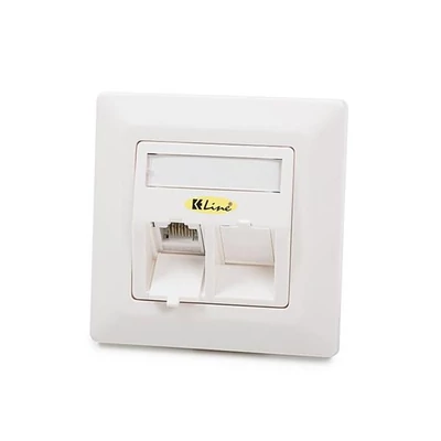 KELINE 601140-UP + KEJ-C5E-U-TL(2) Giga Modulo50 Cat.5E, 2xRJ45/u, süllyesztett, csatlakozóval