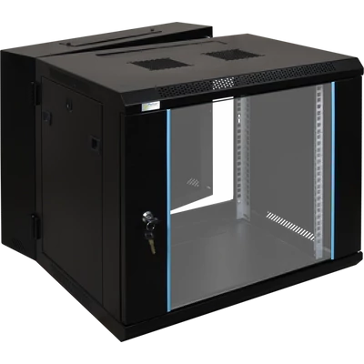 PULSAR RWD966 19" 9U 600x600 fali rack szekrény; kiforgatható; készre szerelt; fekete