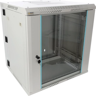 PULSAR RWDA1265-G 19" 12U 600x550 fali rack szekrény; kiforgatható; lapraszerelt; szürke; könnyített