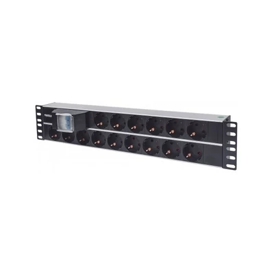 MANHATTAN 714051 elosztó - 19" 2U Rackmount elosztó, 15 aljzat, 3m, PDU
