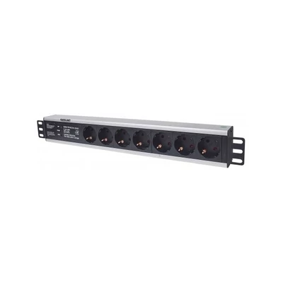 MANHATTAN 714006 elosztó - 19" 1.5U Rackmount elosztó, 7 aljzat, 3m, túlfeszültség védelem, PDU