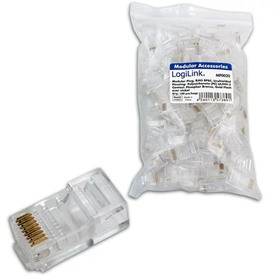 VEZ MP0020 RJ45 Cat5 csatlakozó UTP patch kábelre, 100db/csomag