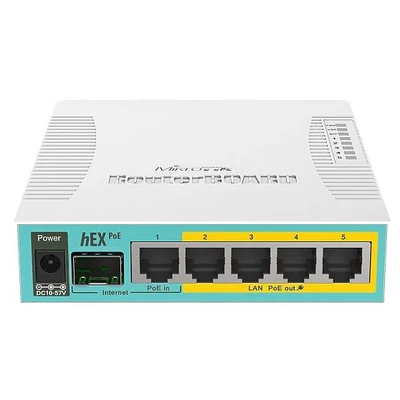 MIKROTIK hEX PoE (RB960PGS) RouterBOARD hEX PoE with 800MHz CPU, 128MB RAM, 5x Gigabit LAN , USB, Ro