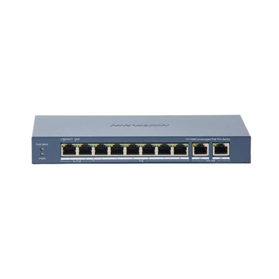 HIKVISION DS-3E0310HP-E (C) 10 portos PoE switch ; 2 HiPoE + 6 PoE+; + 2 uplink port; nem menedzselh