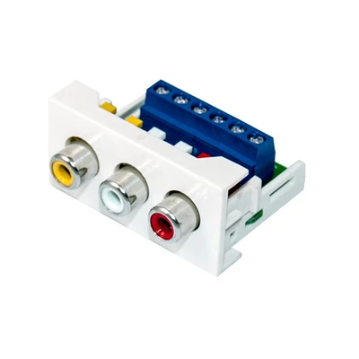 MODD-3RCA 45 rendszer 3RCA sorkapcsos sárga vörös fehér vagy vörös kék zöld 1modult foglal