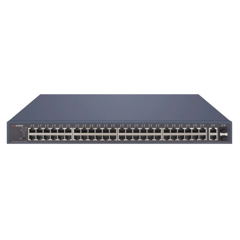 HIKVISION DS-3E1552P-SI 52 portos Gbit PoE switch ; 48 PoE +/ 2 RJ45 + 2 SFP uplink port; smart menedzselhető