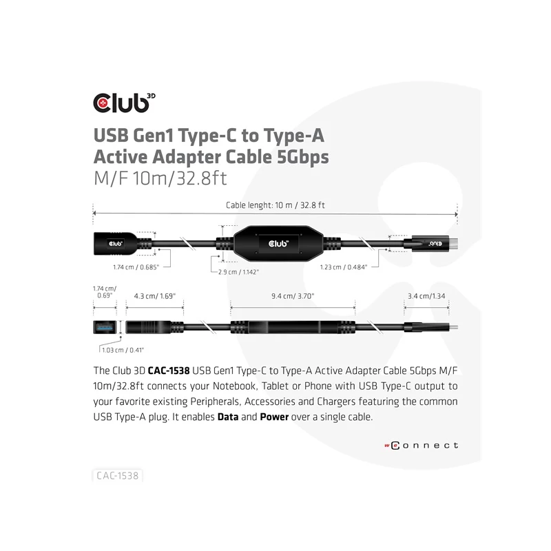 CLUB 3D CAC-1538 Kábel