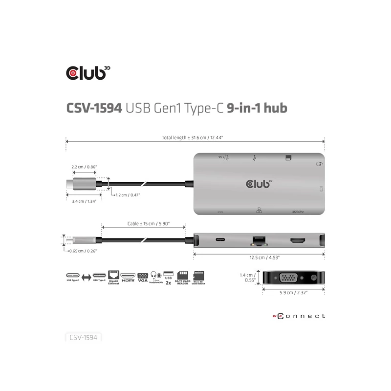 CLUB 3D CSV-1594 USB Hub