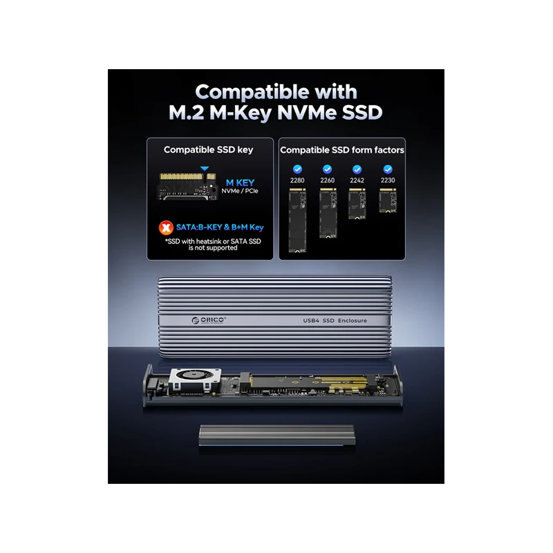 ORICO ORICO-ACOM2-U4-GY-BP Külső M.2 ház - ACOM2-U4-GY