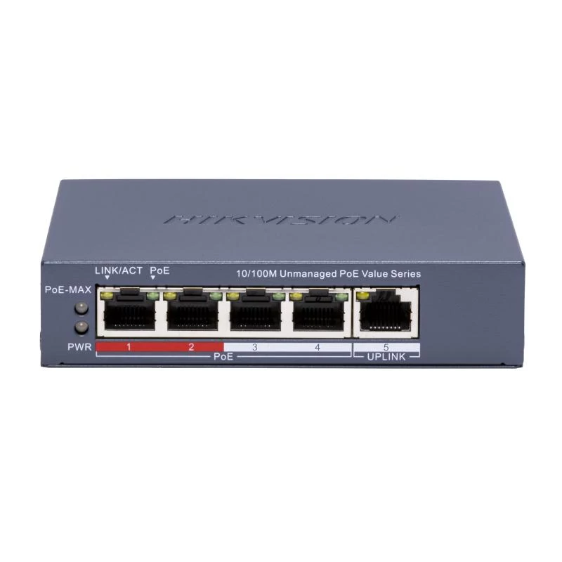 HIKVISION DS-3E0105P-E/M (C) 5 portos PoE switch ; 4 PoE + 1 uplink port; nem menedzselhető
