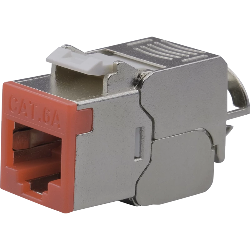 NESTRON NPN-KEY-1C6SF-180WT-RD Keystone STP csatlakozó; Cat6A; 180°; szerszám nélkül szerelhető; pir