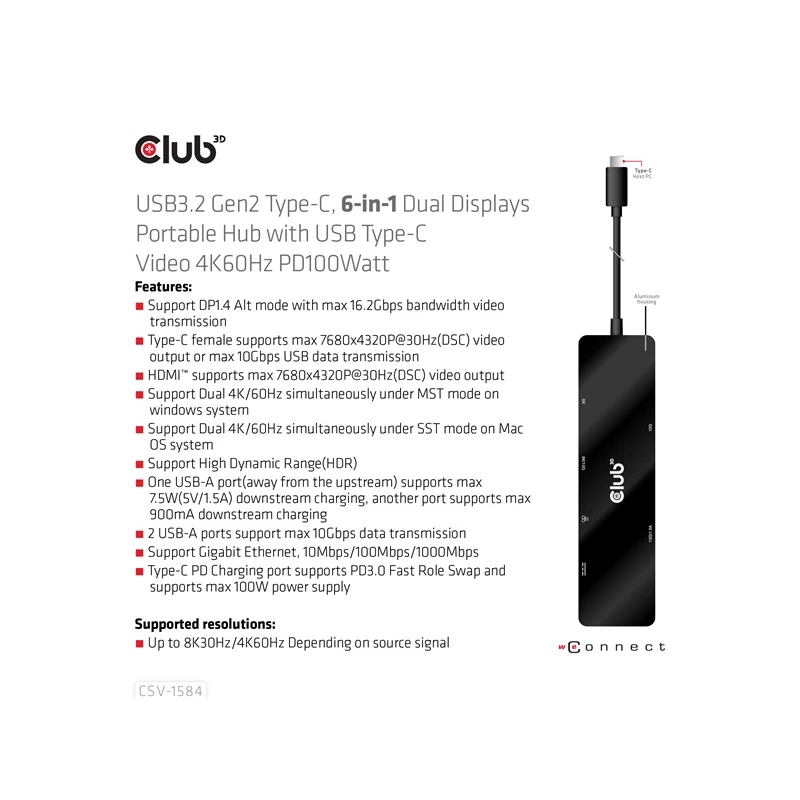 CLUB 3D CSV-1584 USB Hub