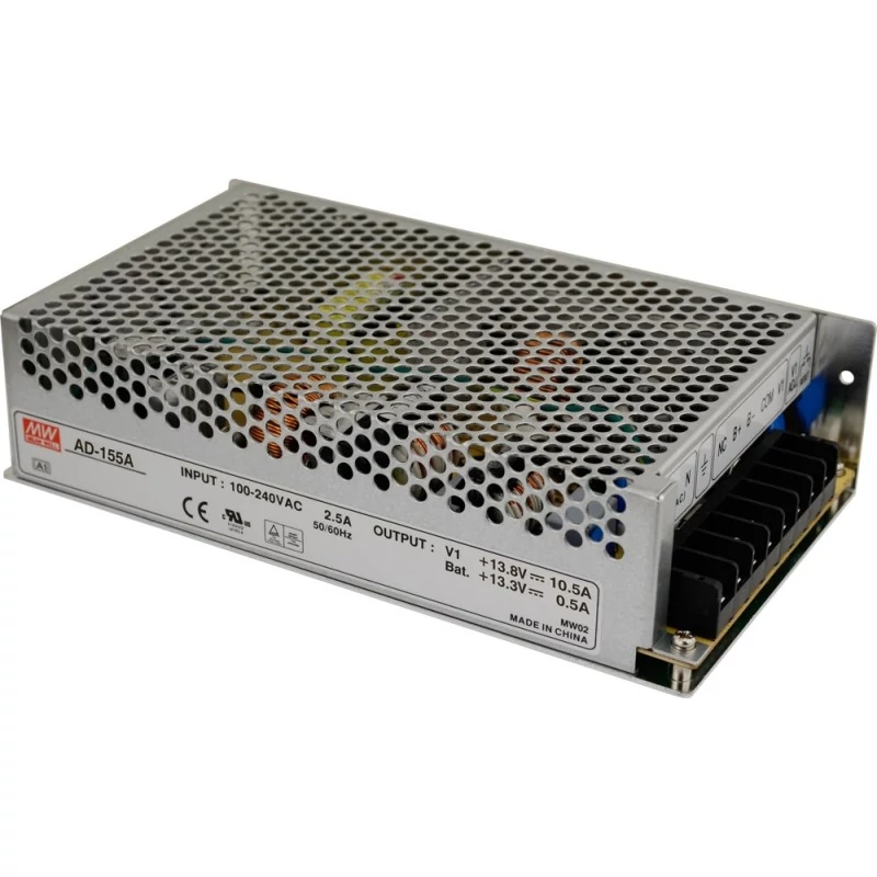 MEAN WELL AD-155A 12V/11.5A Ipari tokozású tápegység + akkutöltő