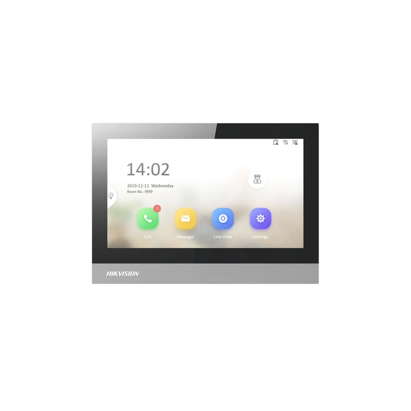 HIKVISION DS-KH8380-TE1 IP video-kaputelefon beltéri egység; 7" LCD kijelző; 1024x600 felbontás; PoE