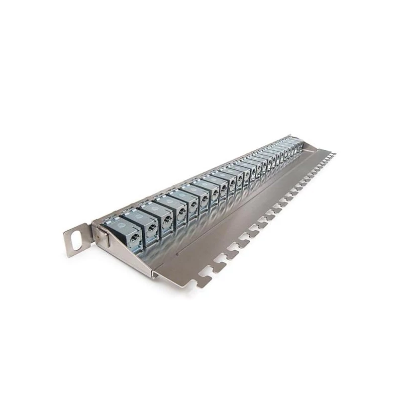 KELINE KEP-C6A-S-HD-05 Patch panel HD, Kategória 6A, 24xRJ45/s, ezüst, csatlakozókkal, 0,5U