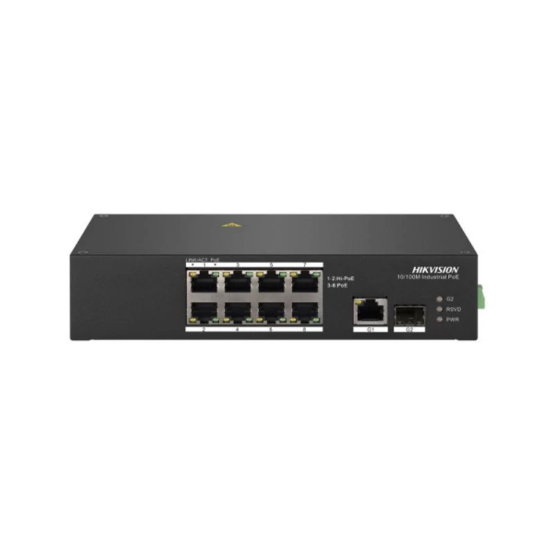HIKVISION DS-3T0310HP/No Power unit Din sínes, ipari, 100M POE Switch, 90W, 8+2port, tápegység nélkü