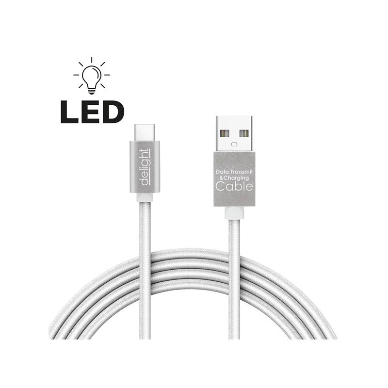 DELIGHT 55442C-WH kábel - USB Type-C töltőkábel, 1m, fehér