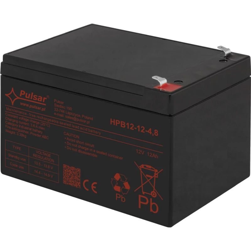 PULSAR HPB12-12-4.8 Akkumulátor 12V 12 Ah; HPB széria; T1 csatlakozó