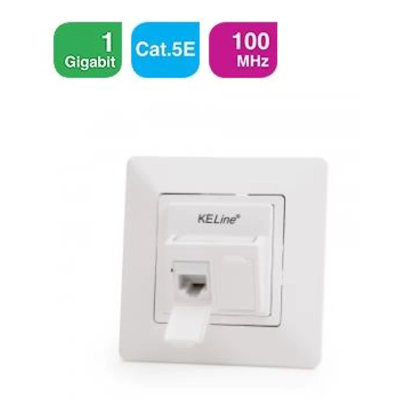 KELINE 601152 + KEJ-C6A-S-HD(2) Cat.6A, Valena Life kompatibilis fali aljzat, 2xRJ45/s, fehér