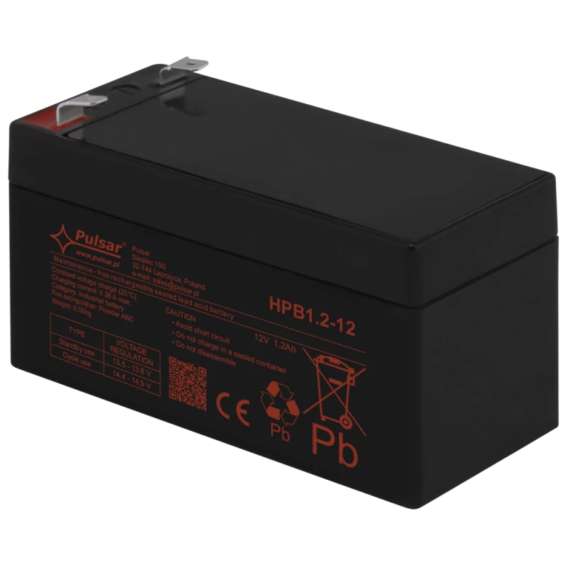 PULSAR HPB1.2-12 Akkumulátor 12V 1,2 Ah; HPB széria; T1 csatlakozó