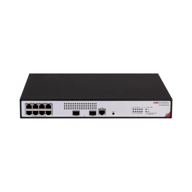 HIKVISION DS-3E2510P-H 10 portos gigabit PoE switch ; 8 PoE + 2 SFP uplink port; teljesen menedzselh
