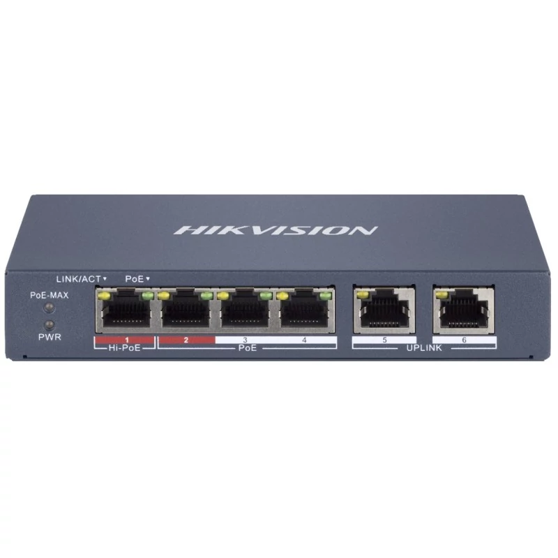 HIKVISION DS-3E1106HP-EI 6 portos PoE switch + 2 uplink port; smart menedzselhető