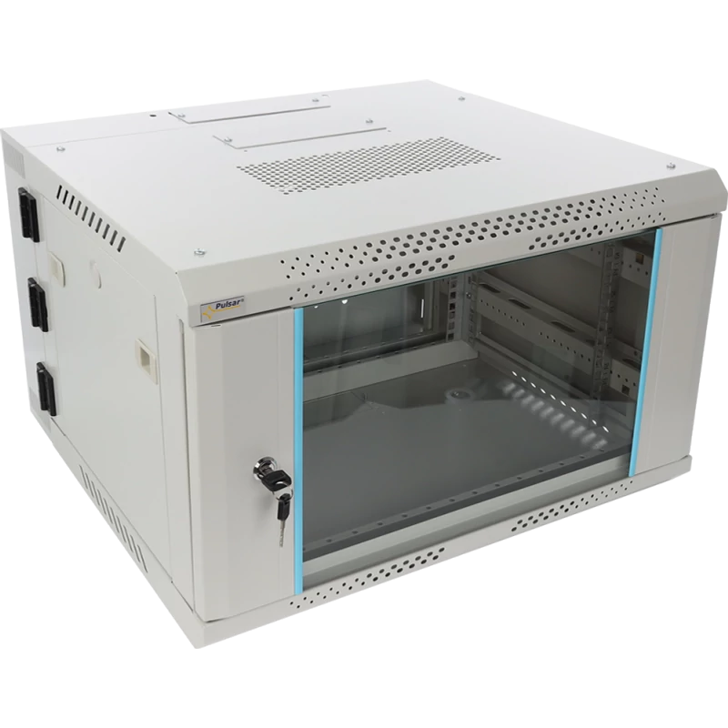 PULSAR RWDA665-G 19" 6U 600x550 fali rack szekrény; kiforgatható; lapraszerelt; szürke; könnyített k
