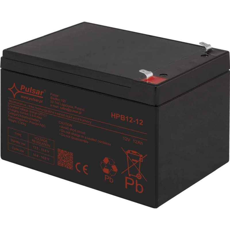 PULSAR HPB12-12 Akkumulátor 12V 12 Ah; HPB széria; T2 csatlakozó