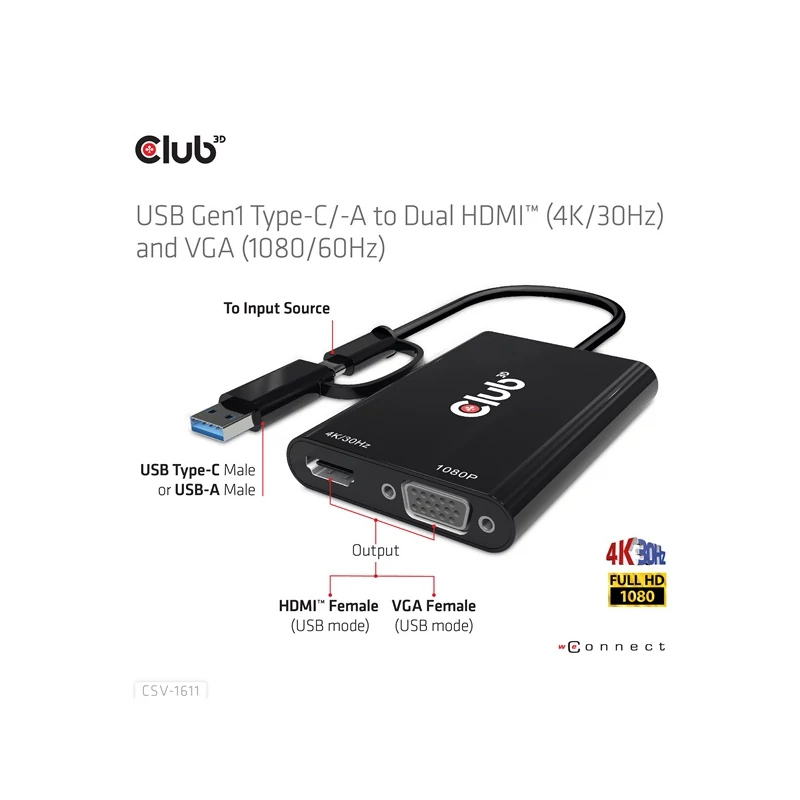 CLUB 3D CSV-1611 Átalakító