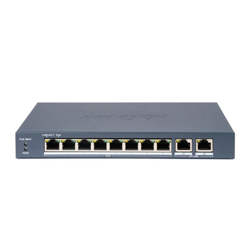 HIKVISION DS-3E1310P-EI (B) 10 portos PoE switch ; 8 PoE + 2 RJ45 uplink port; smart menedzselhető