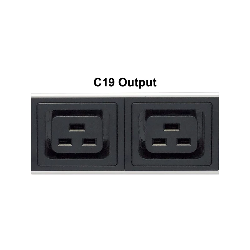 MANHATTAN 163613 elosztó - 19" 1U Rackmount elosztó, 8db C19 aljzat, 2m eltávolítható kábel, ki-be k