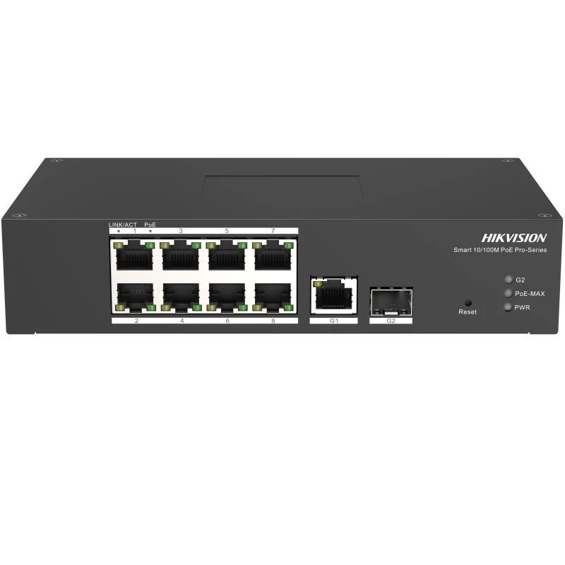 HIKVISION DS-3T1310P-SI/HS 10 portos ipari 10/100 PoE switch ; 8 PoE+ / 1 Gbit RJ45 + 1 SFP uplink p